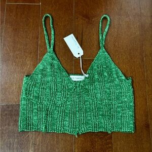 By Together Green Textured Crop Top Size Large NWT